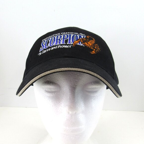 Scorpion Protective Coatings Inc Men's Black Adjustable Strap Back Cap Hat - Picture 2 of 9